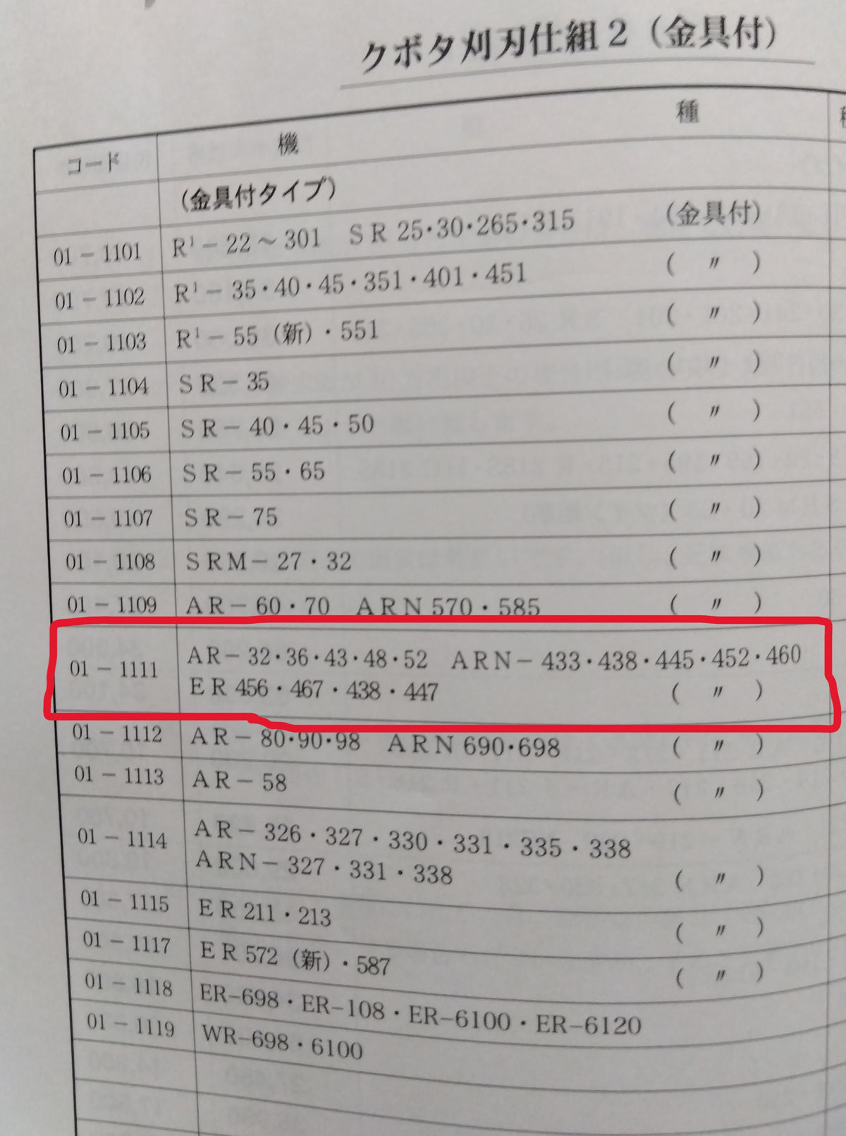 クボタ純正 コンバイン用刈刃(4条・ER,ARN用)未使用品 「山形店」