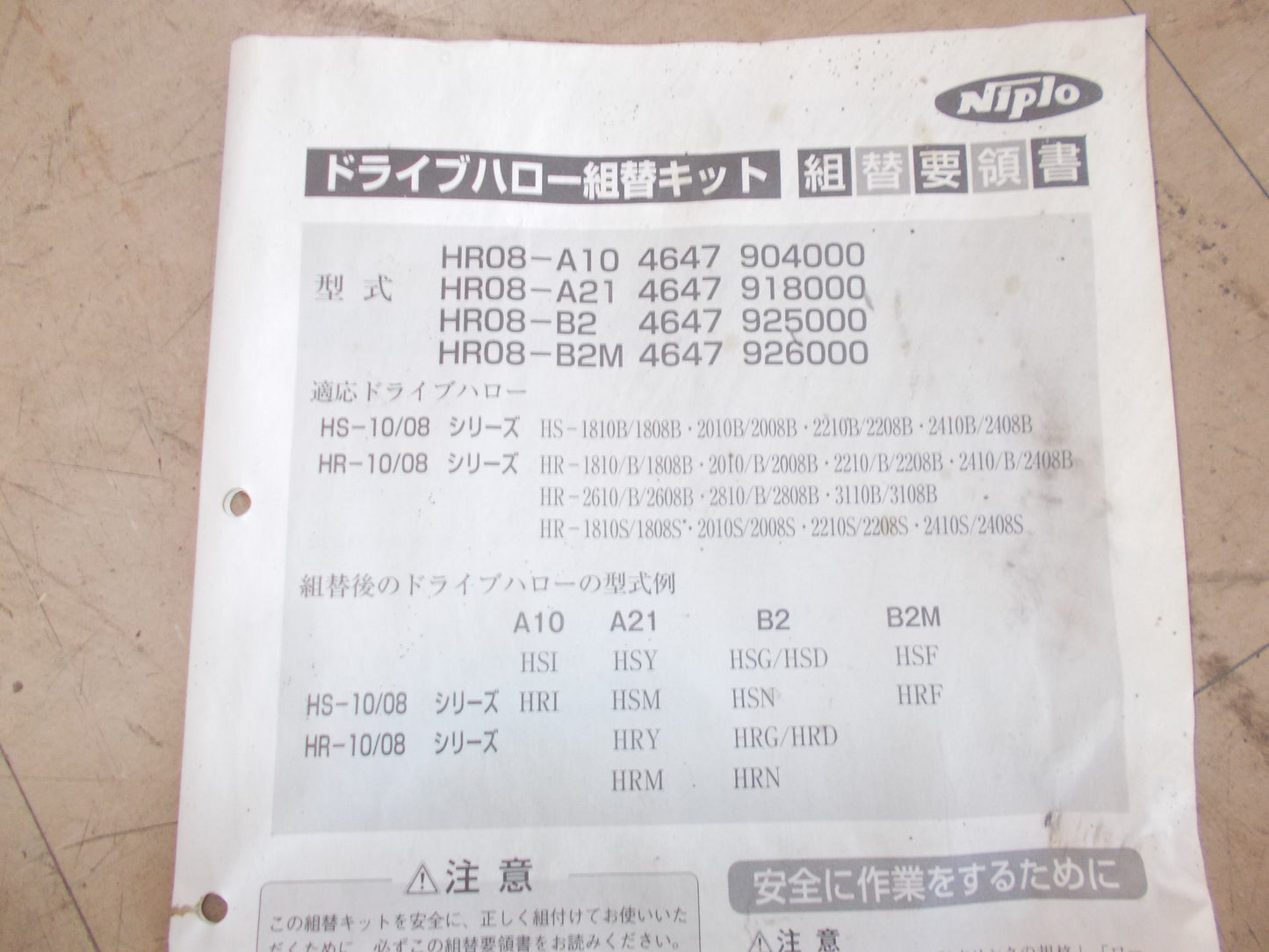 ニプロ　中古　ドライブハロー組替キット　HS・HR08／10　Bヒッチ用