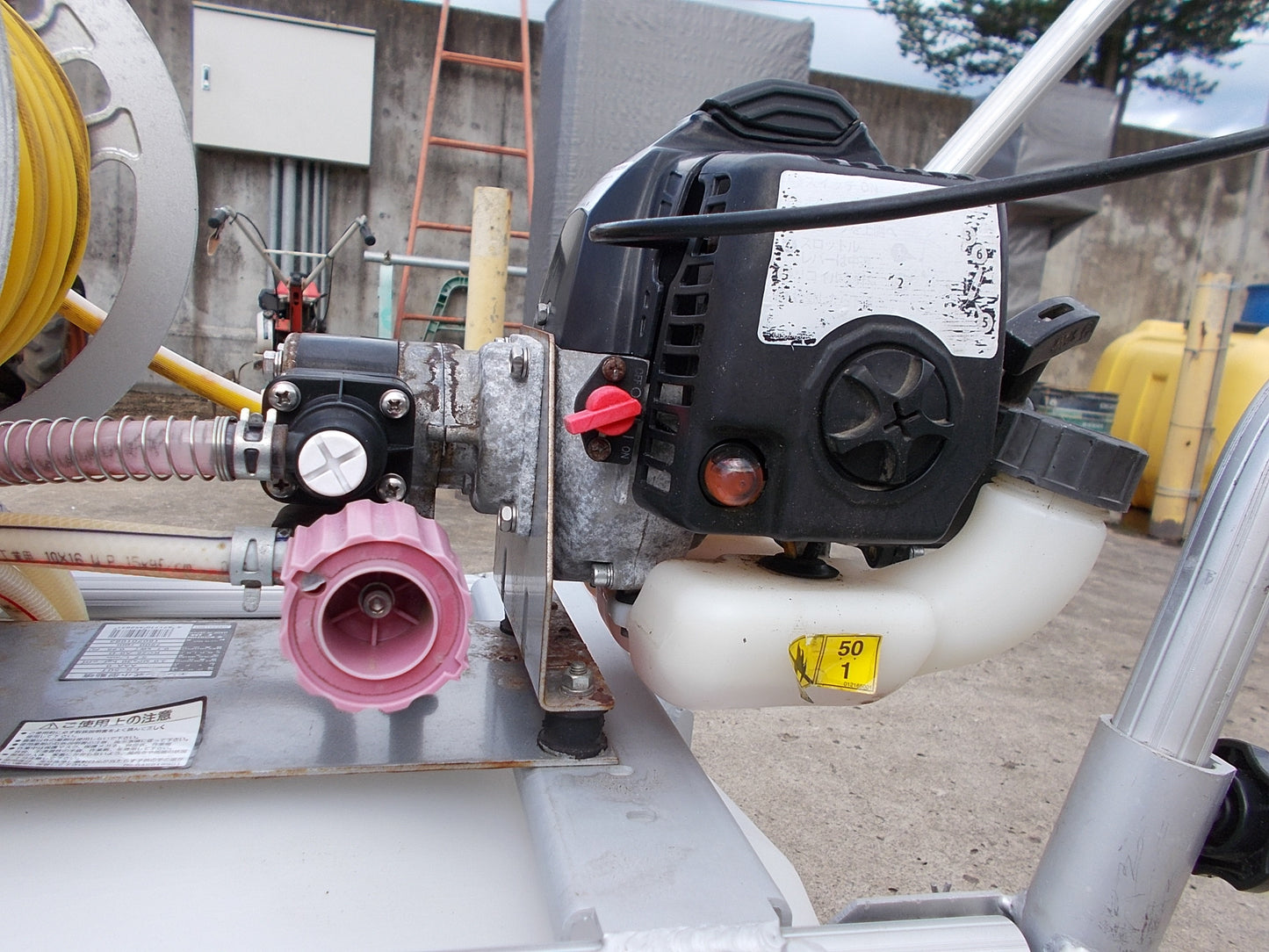 工進　中古　タンクキャリー付きエンジン動噴　ES-50T　50Lタンク