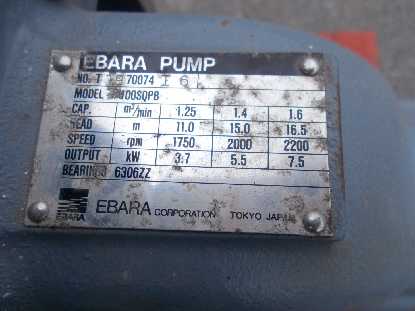 EBARA　中古　エンジンポンプ　100SQPB