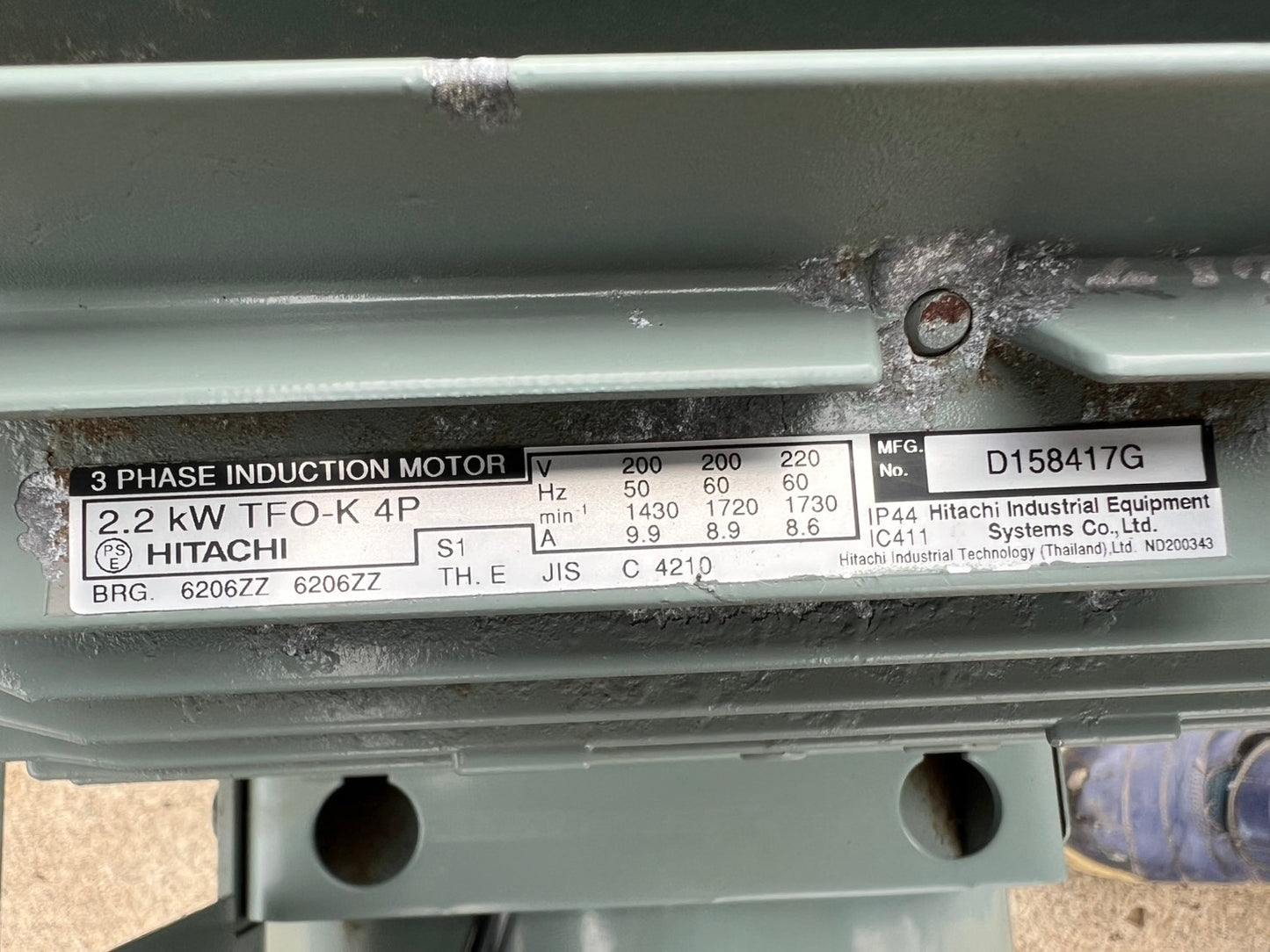 日立　中古　コンプレッサー【3馬力】＊2.2P-9.5VA5　50㎐『茨城店　5855』